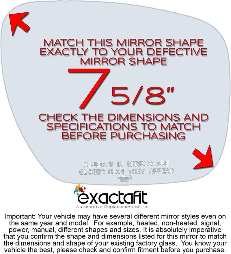 Rugged TUFF Passenger Side Mirror Glass Replacement For 2006-2015 Mazda 5, 2007-2012 CX7 CX-7, 2007-2009 CX9 CX-9 Right Door Mirrors exactafit 8919R - Image 2